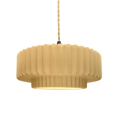 Gela 1-Light Ceramic and Metal Drum Pendant