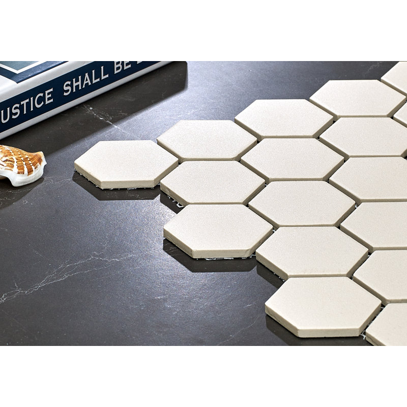 Urban 2" x 2" Porcelain Honeycomb Mosaic Wall & Floor Tile, Off-White Hexagon