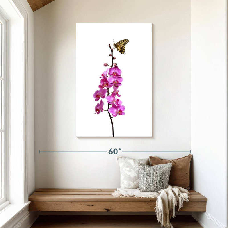 Brampt Butterfly On Orchid Stalk, 45" H x 30" W