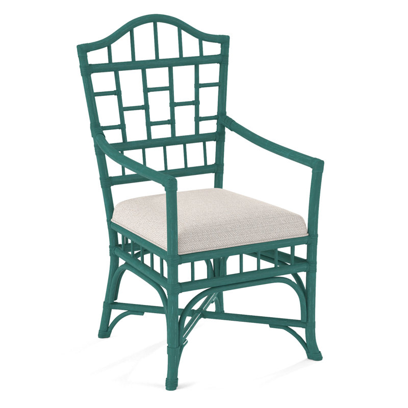 Chippendale Upholstered Arm Chair, Havana, White Textured Performance; 0865-91