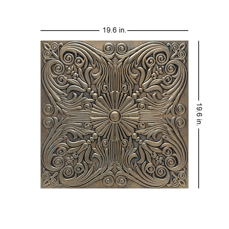 Spanish Silver 1.6 ft. x 1.6 ft. Polystyrene Glue-up Ceiling Tile, Aged Copper