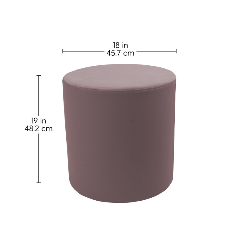 18 inch Round Everyday Two-Texture Microfiber + Vinyl Ottoman, 19 inch Height, Pink