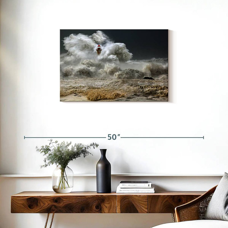 Aletra Waves Over Felgueiras Lighthouse, 20" H x 30" W