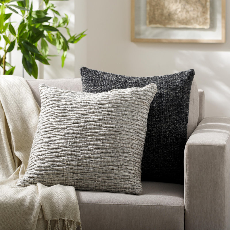 Elowyn Light Beige Polypropylene and Cotton Square Pillow