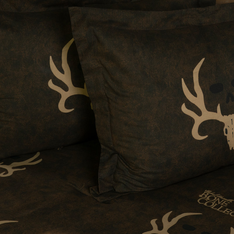 Ensemble d'édredon 100 % polycoton avec motif tête de mort rustique et os Bone Collector, Double