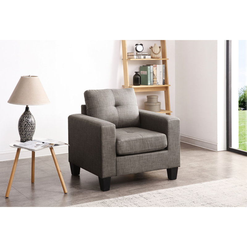 Fauteuil club gris pour une sieste confortable - H 36 po x l 35 po, conception à accoudoirs droits, assemblage requis, profondeur d'assise de 25 po, assemblage simple,