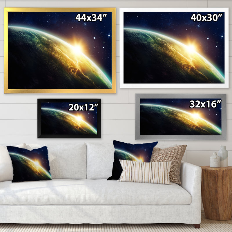 «Space Sunrise Illustration», impression sur toile encadrée