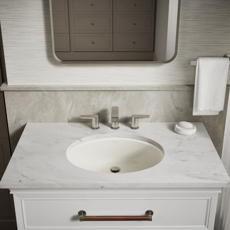 Caxton® Ceramic Oval Undermount Bathroom Sink, Biscuit