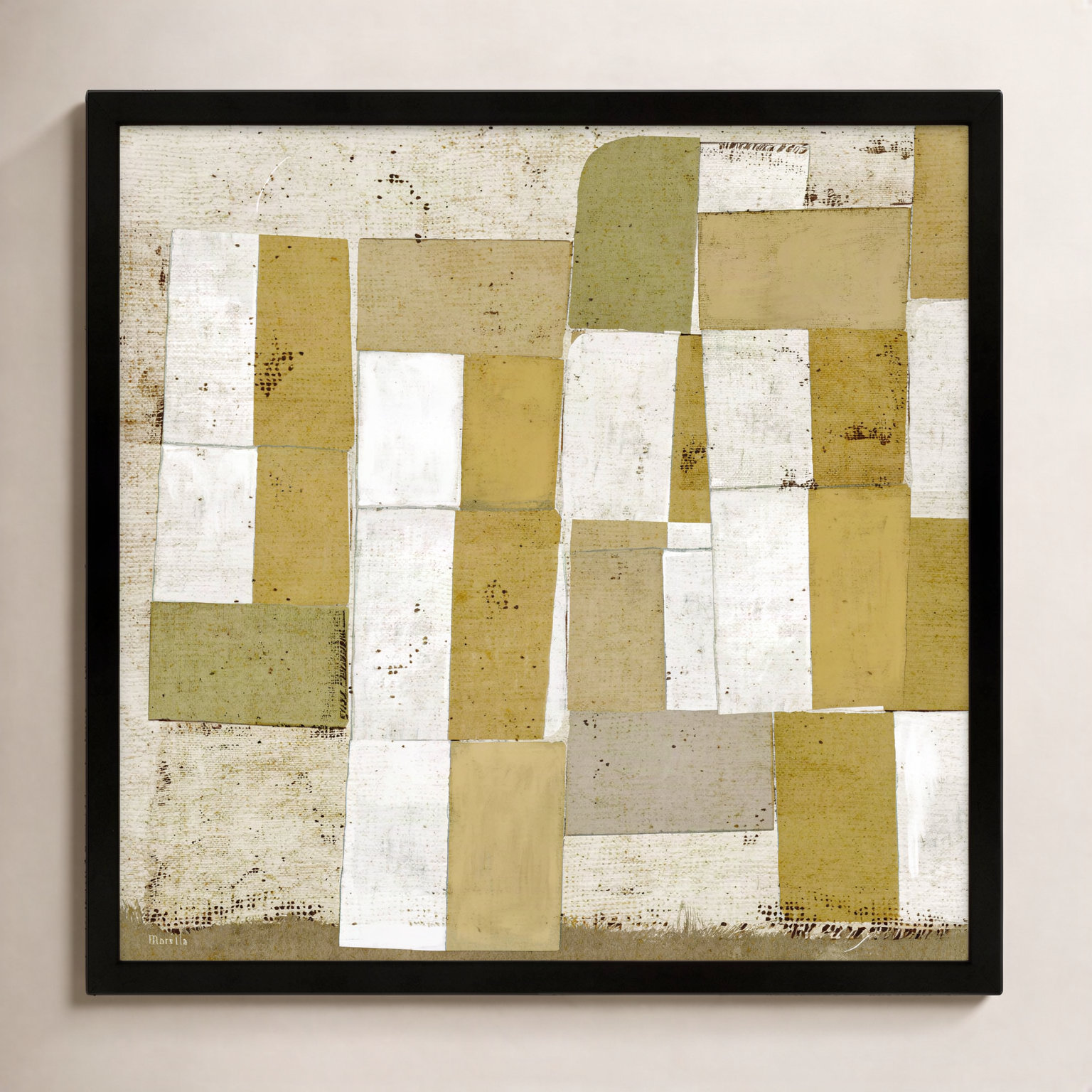 Yellow Hues by Marco Marella for Studio M - Framed Wall Art, 16" H x 16" W, Paper, Black
