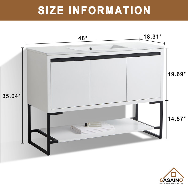 Ensemble de meuble-lavabo simple 48 po Chasteline, Blanc mat