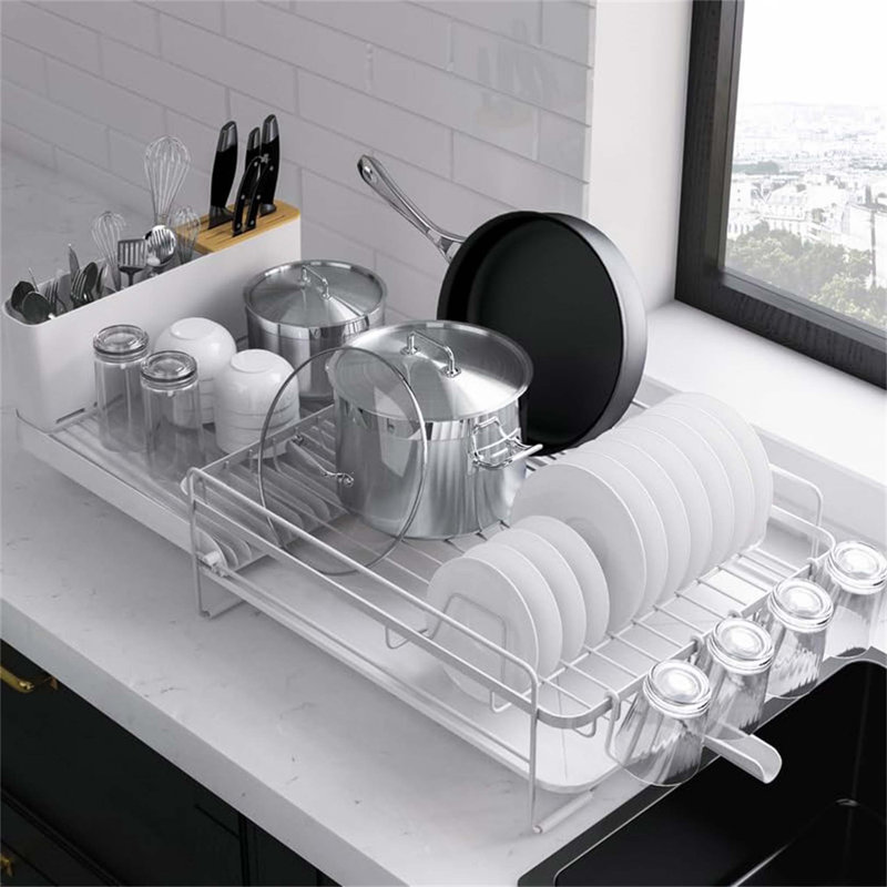 Large & Extendable Multifunctional Dish Drying Rack, White