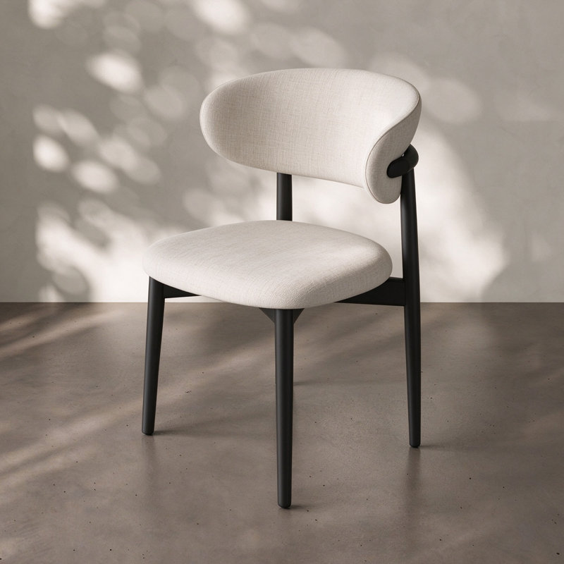 Ensemble de 6 chaises de salle à manger de style Mid-Century, pieds en bois massif noir, sans assemblage, chaises de cuisine beiges pour la salle à manger