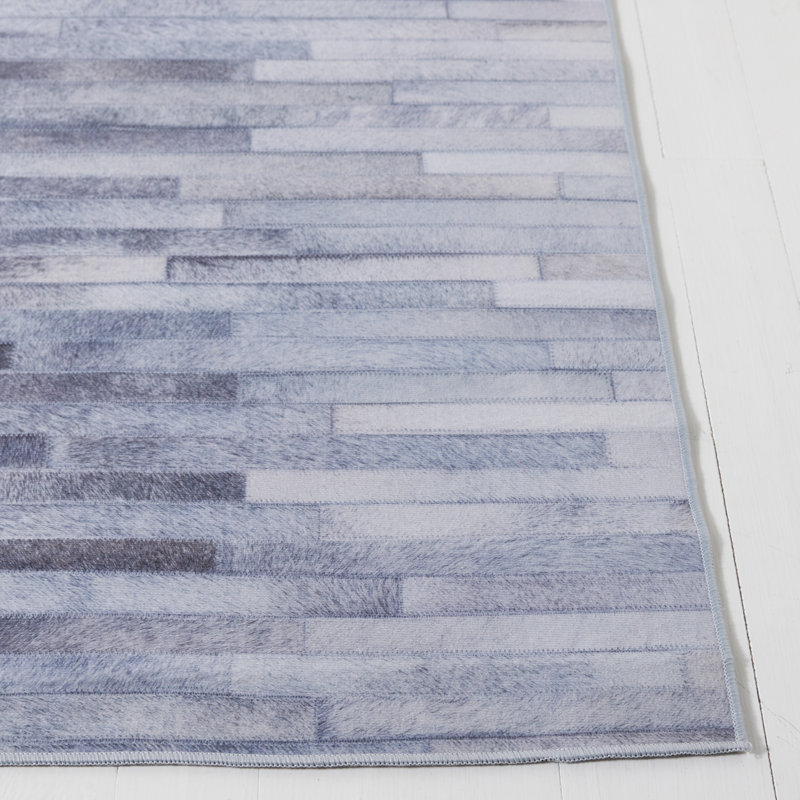 Faux Hide Rimon Machine Washable Area Rug In Grey, Rectangle 122 x 183 cm