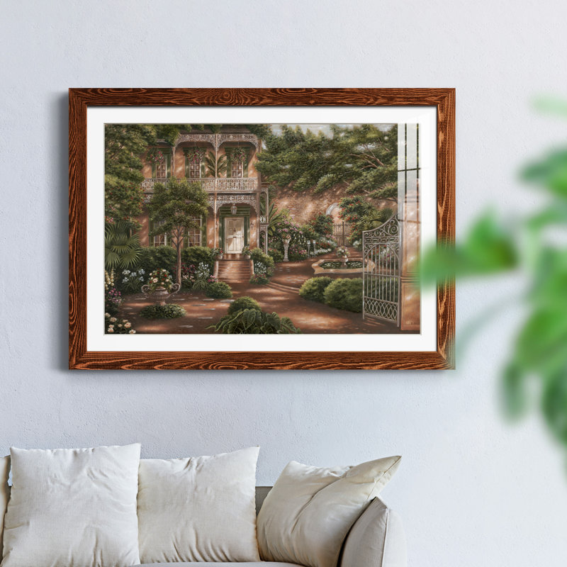 Jane's Courtyard II - peinture encadrée, Érable, H 37,5 po x l 27,5 po x P 1,5 po