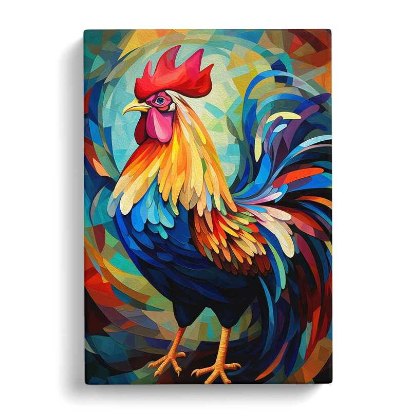 Rooster Orphism - Print, 50cm H x 35cm W x 3cm D