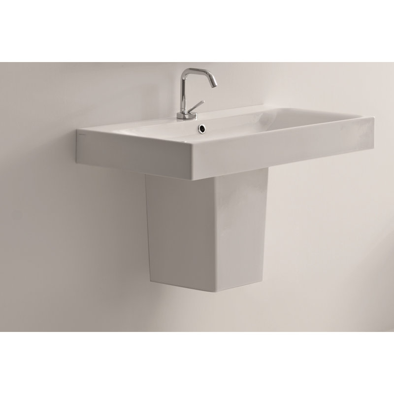Lavabo de salle de bain semi-encastré avec trop-plein 22 po Cento Ceramic
