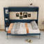 Lit escamotable en bois avec 3 tiroirs et tablettes ouvertes-525856548-525856545