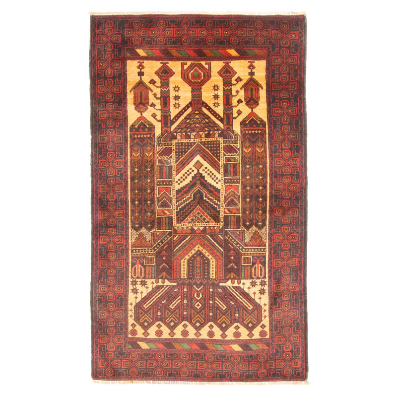 Tapis brun Teimani 2 pi 9 po x 4 pi 8 po