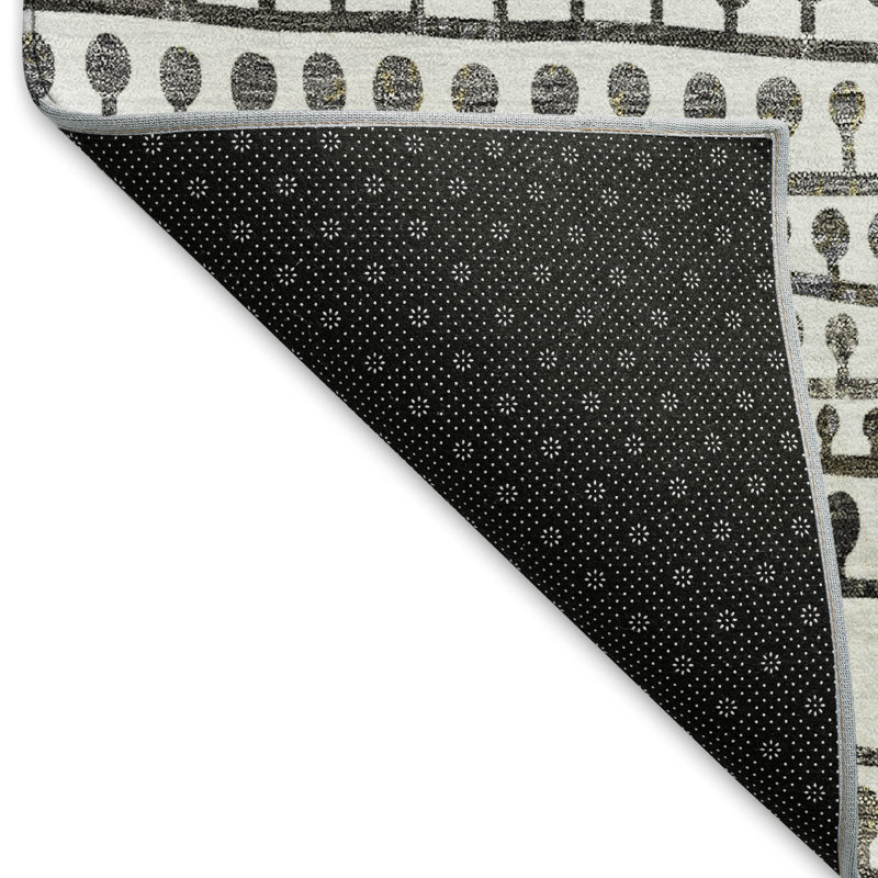 Tapis ivoire Prisco lavable à la machine de qualité supérieure, Rectangle 5 pi x 7 pi 6 po