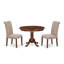 L'ensemble de salle à manger 3 pièces comprend une table de salle à manger ronde avec piédestal et 2 chaises Parson rembourrées en tissu brun clair clair, 42 x 42 pouces, acajou-122935170-122935171-129437926