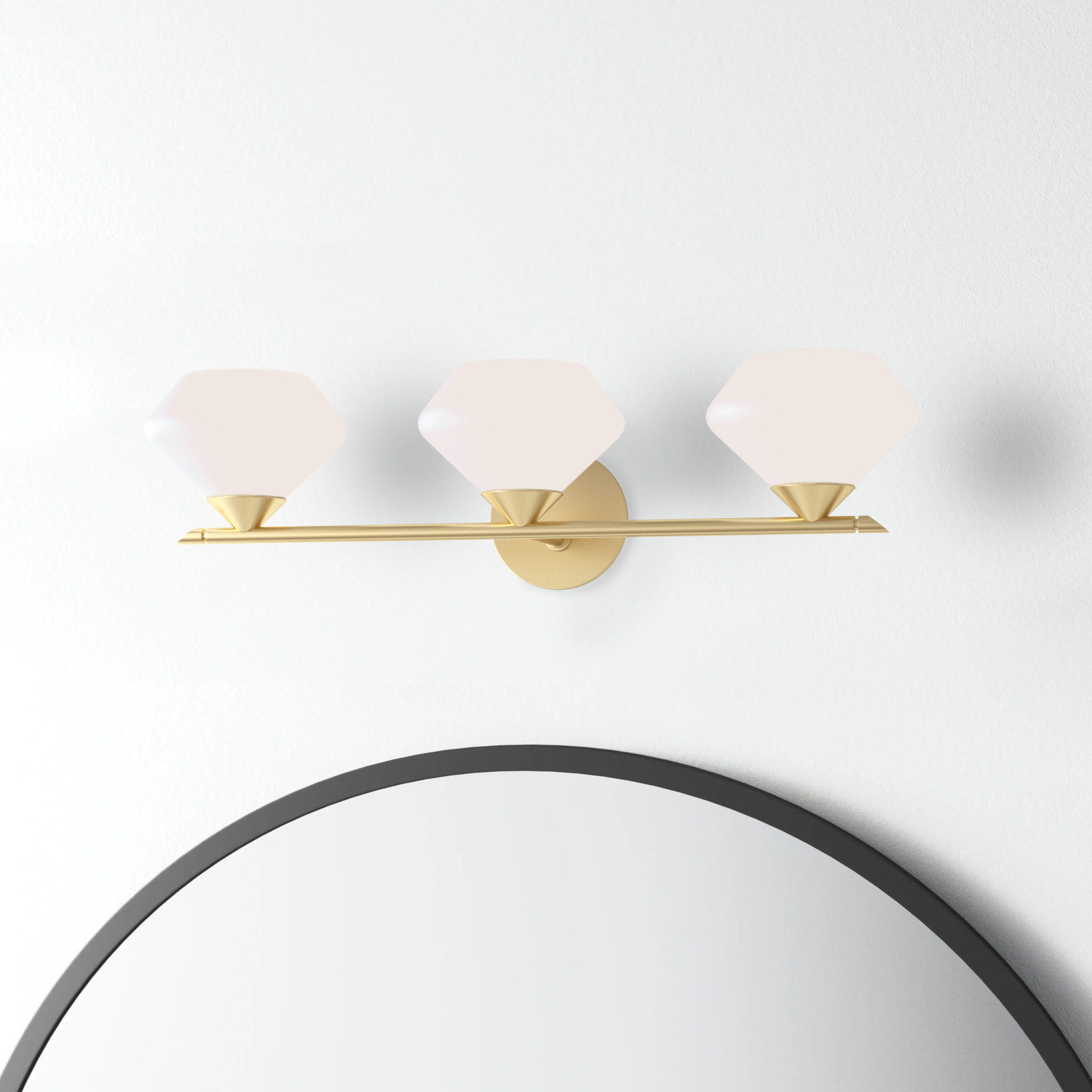 Junius 3 Light Dimmable Vanity Light, Aged Brass