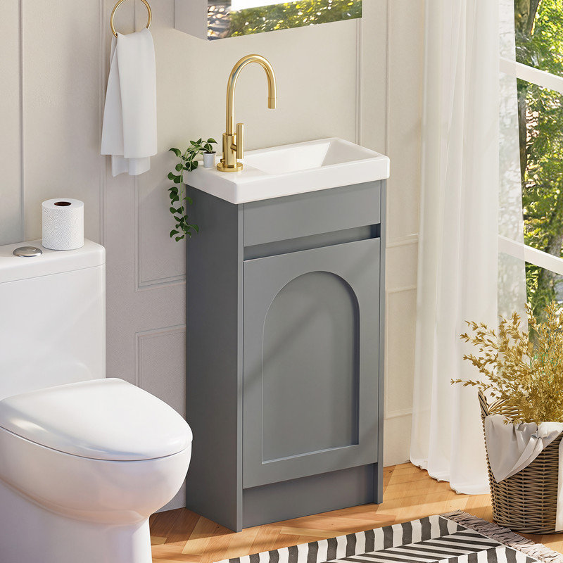 21mm Single Bathroom Vanity with Drop In Ceramic Basin, Grey