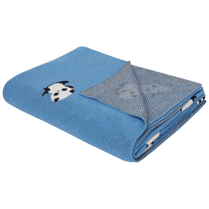 Bergmann Knitted Throw Blanket, Blue