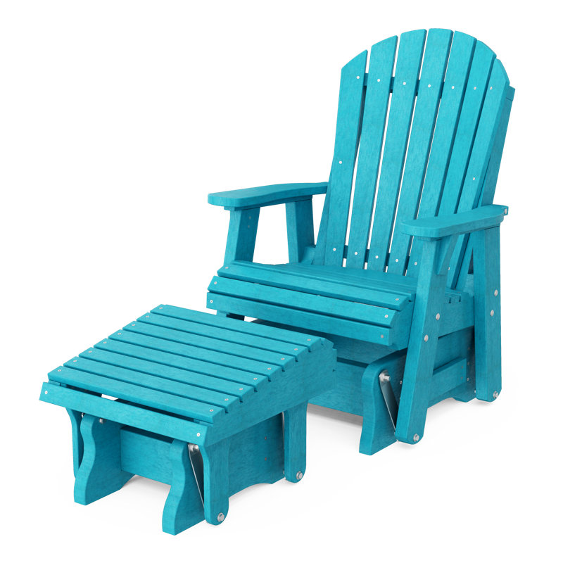 Fauteuil oscillant simple avec repose-pieds Delja, Bleu Aruba