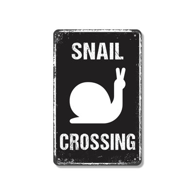 Snail Crossing Funny 10 Inch x 14 Inch Novelty Aluminum Sign