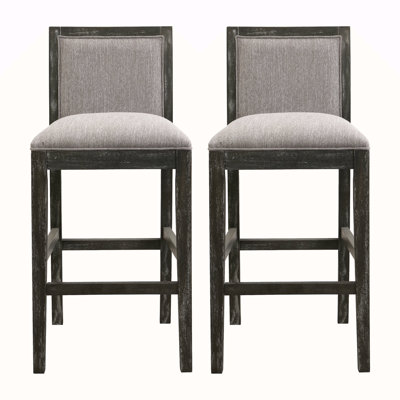 Hauteur de 2 tabourets de bar, structure en bois d'hévéa, coussin en tissu éponge et tabourets de bar rembourrés, chaises de bar rétro convenant à un îlot de cuisine, une chambre à coucher ou une salle à manger.
