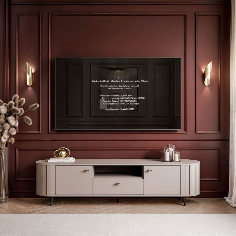 Unfinished TV Stand for TVs up to 49", Cashmire/Black