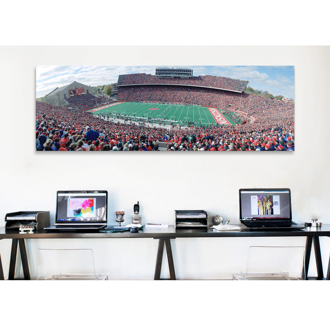 Panoramic University of Wisconsin Football Game, Camp Randall Stadium, Madison, Wisconsin Photographic Print on Wrapped Canvas Ebern Designs