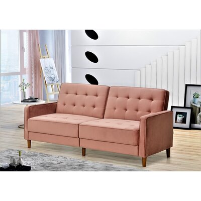 Chauntelle Twin 80'' Wide Velvet Tufted Back Convertible Sofa -  Everly Quinn, F58162AD152F4BCD8016C285252C702F