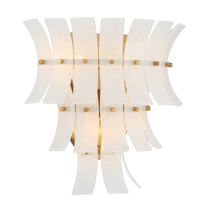 Abigail 3 Light Sconce, Aged Brass/White