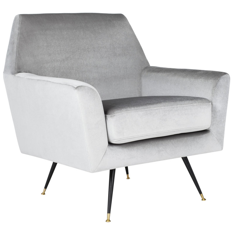 Fauteuil en velours l 32 po Schumacher, Velours gris clair
