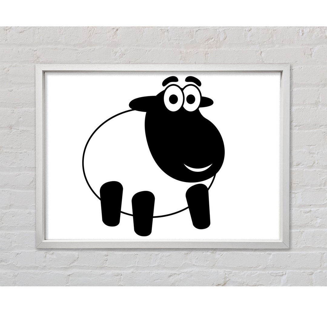 Happy Cartoon Sheep Baby - Einzelbildrahmen Kunstdrucke auf Leinwand