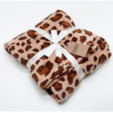 Brown Plush Cheetah Print Fleece Throw Blanket 50" W X 60" L