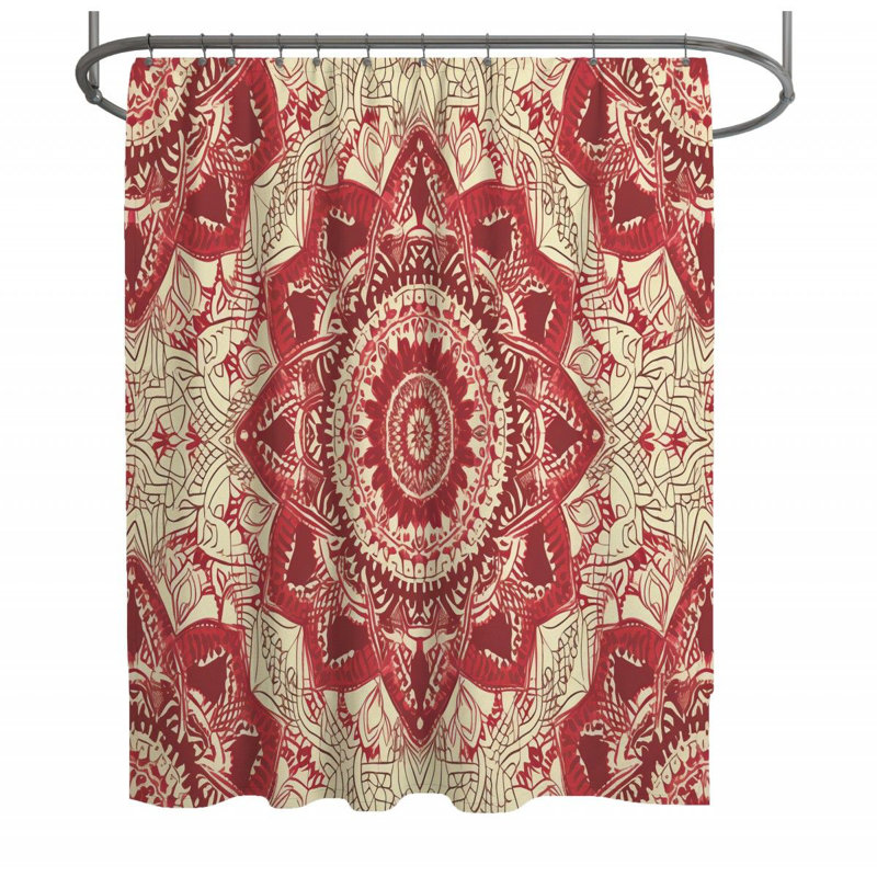 Rideau de douche Mandala - Décoration de salle de bain bohémienne, H 93 po x l 70 po
