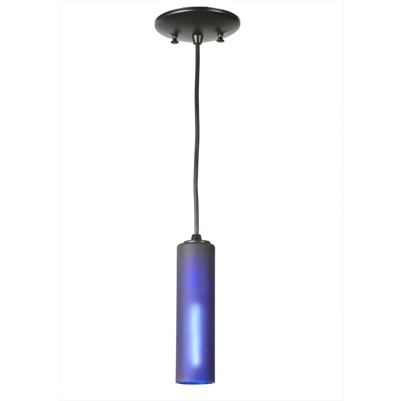 Luminaire suspendu à cylindre simple 1 lumières, H 75 po x l 5 po x P 5 po, Bleu givré