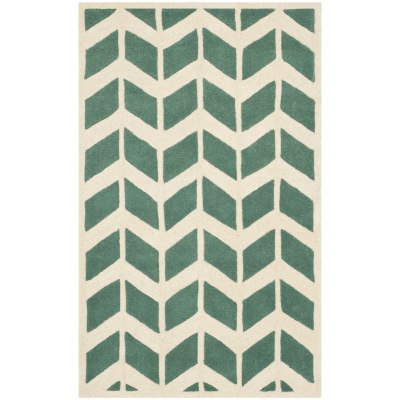 Bielecki Chevron Wool Hand Woven Area Rug, Rectangle 122 x 183 cm