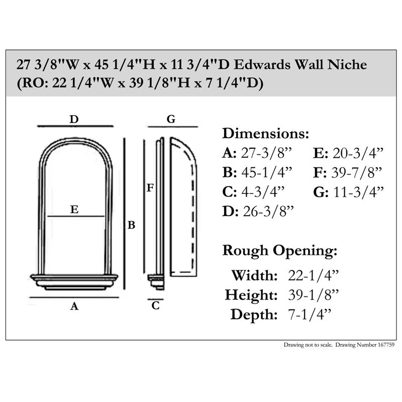 Niche murale H 45 1/4 po x l 27 3/8 po x P 11 3/4 po Edwards