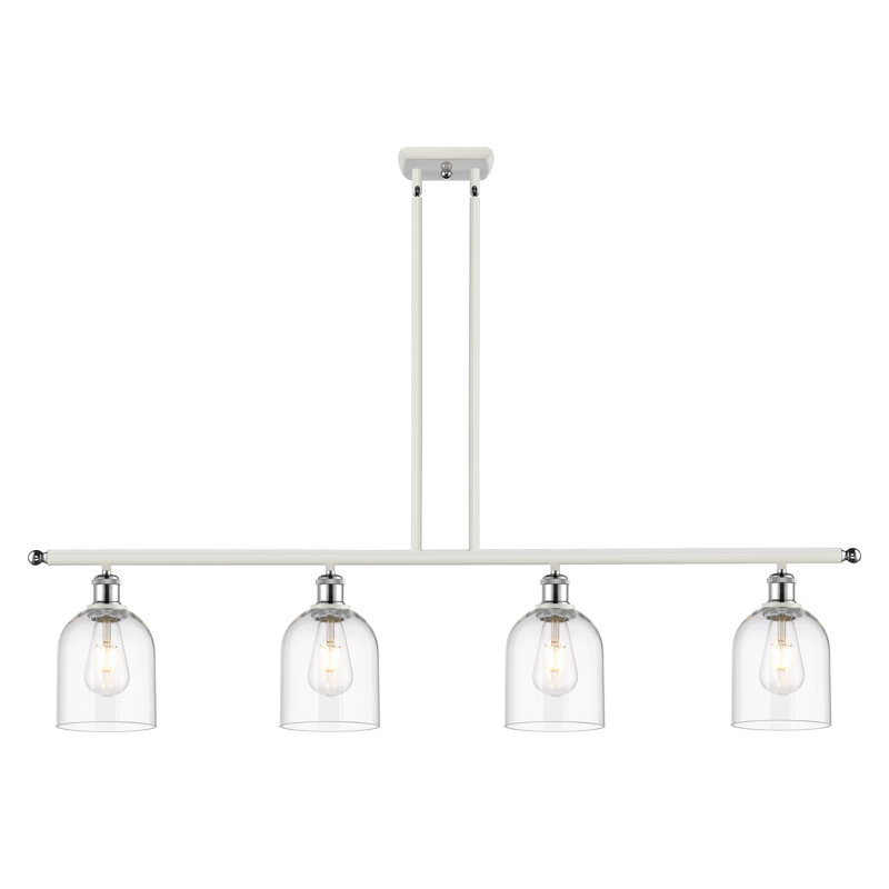 Odaniel 4 - Light Kitchen Island Pendant, White Polished Chrome, Clear