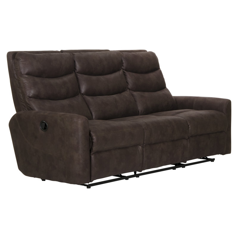 80" Round Arm Reclining Sofa, Beige, Manual