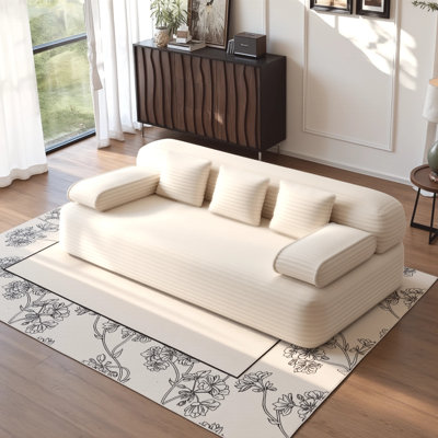 78.7" King Size 2-in-1 Corduroy Convertible Compression Sofa Bed With 3 Pillows