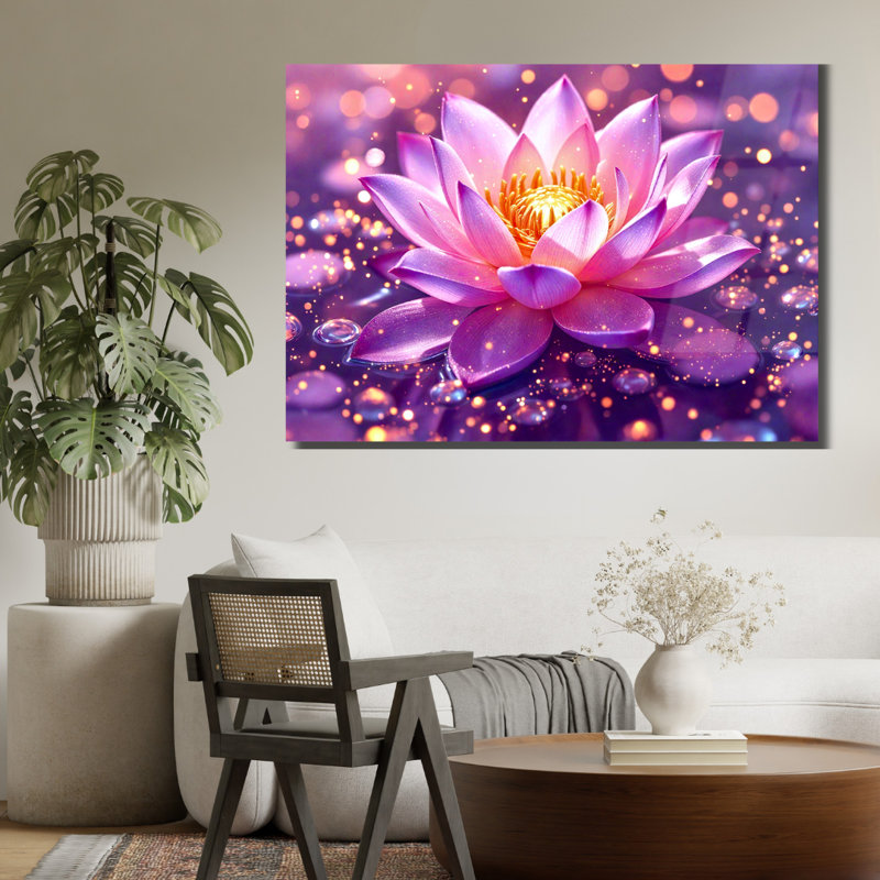 Art mural en verre trempé rose, 24" H x 36" W