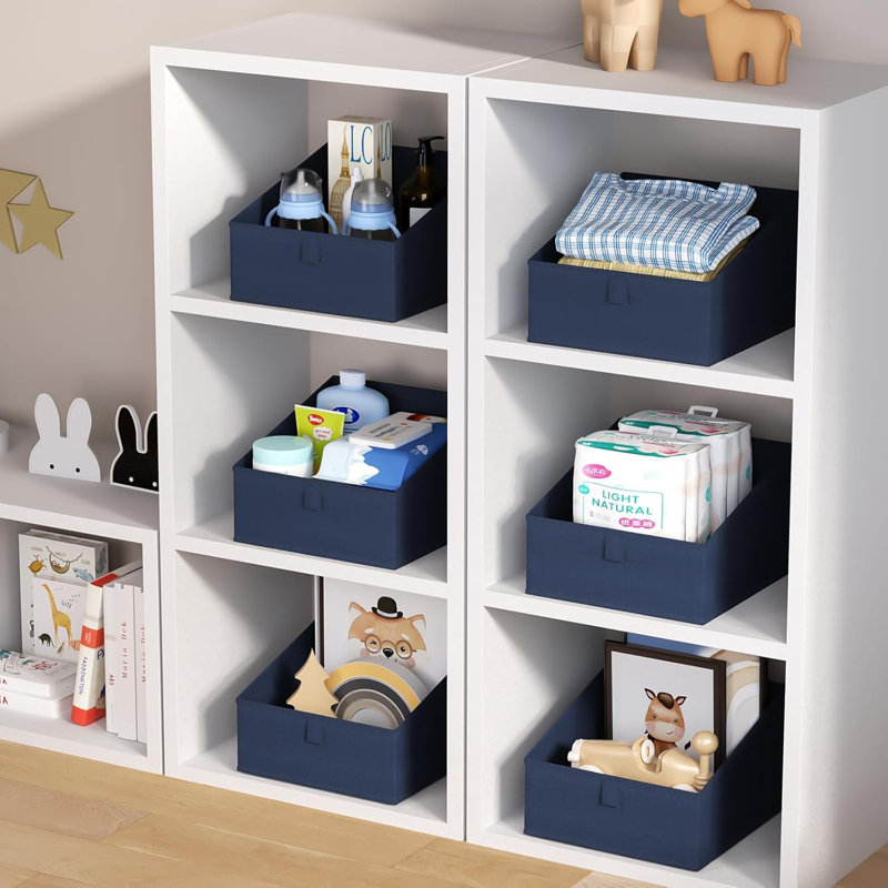 Fabric Closet Storage Bins 8 Pack - Foldable Trapezoid Shelf Organizer Baskets For Clothes, Toys, Books, Towels, Sturdy & Space-Saving Storage Solutions