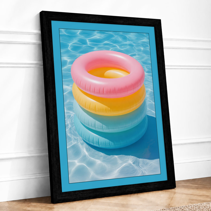 Stacked Pool Rings Modern - Framed Print, A1 - 84.1 x 59.4 cm, Black