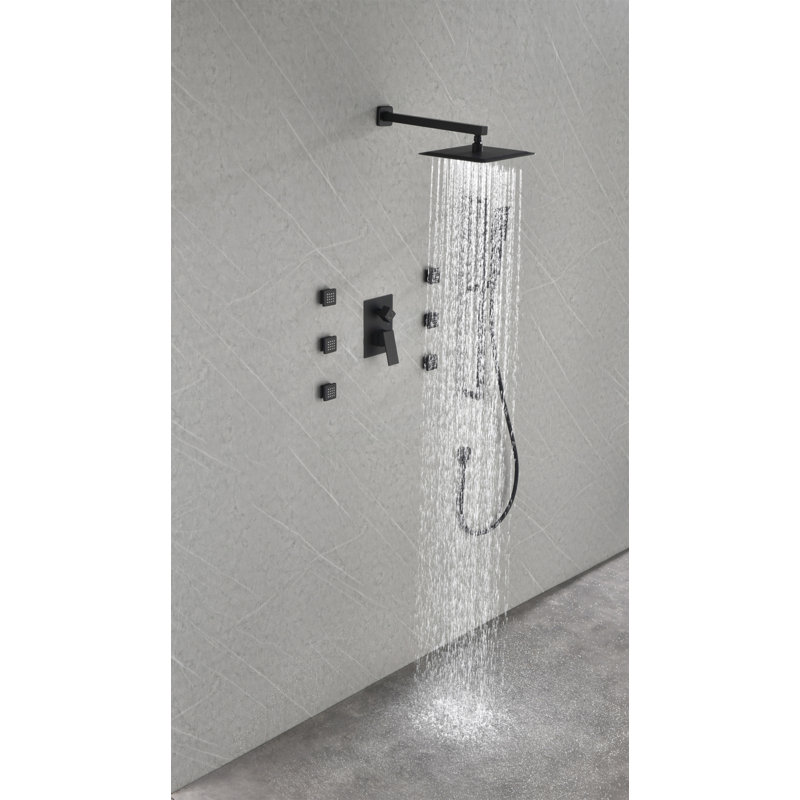 Wall Mounted Shower System With 6 Body Sprays And Hand Shower