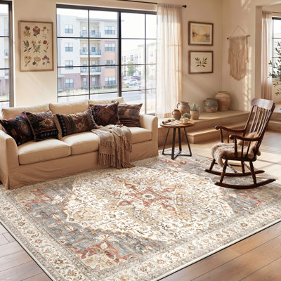     Adona Soft Washable Medallion Vintage Floral Area Rug for Living Room Bedroom Dining Room Lobby