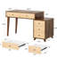 Table d'écriture de style rétro, 5 tiroirs pour ranger vos outils de travail, espace de travail confortable, taille réglable et pieds en bois massif, bois d'ingénierie brun rustique, bureau de 39,37 po x 17,72 po, 17,98 po